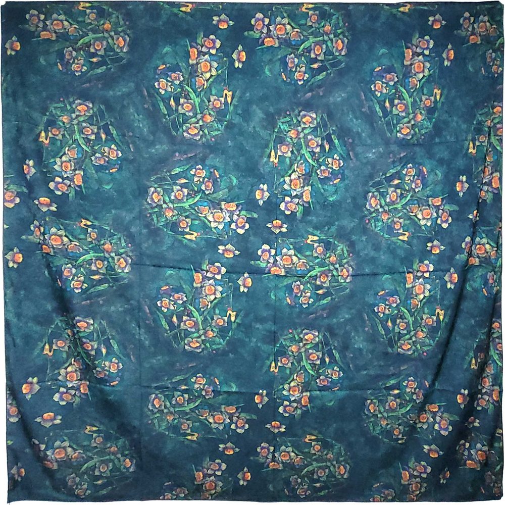 NWT Double Sided Silk Scarf 52"x52" Large Square Shawl Wrap XiangYunShal 2244 - Picture 6 of 11